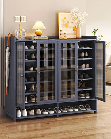 8 Tier Bamboo Shoe Storage Cabinet Freestanding Shoe Rack for Closet