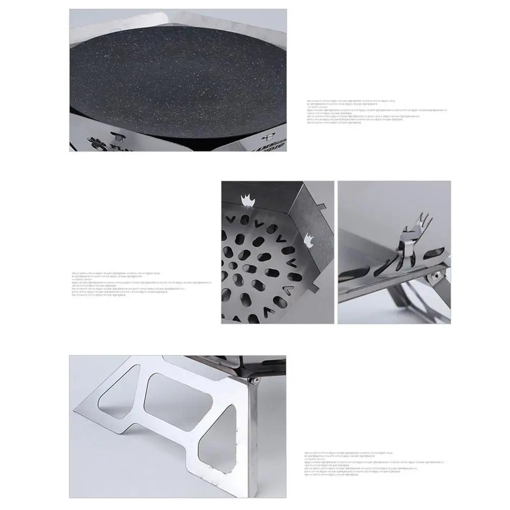 Portable Heavy Duty Fire Pit Grill Barbecue Campfire Hexagonal BBQ
