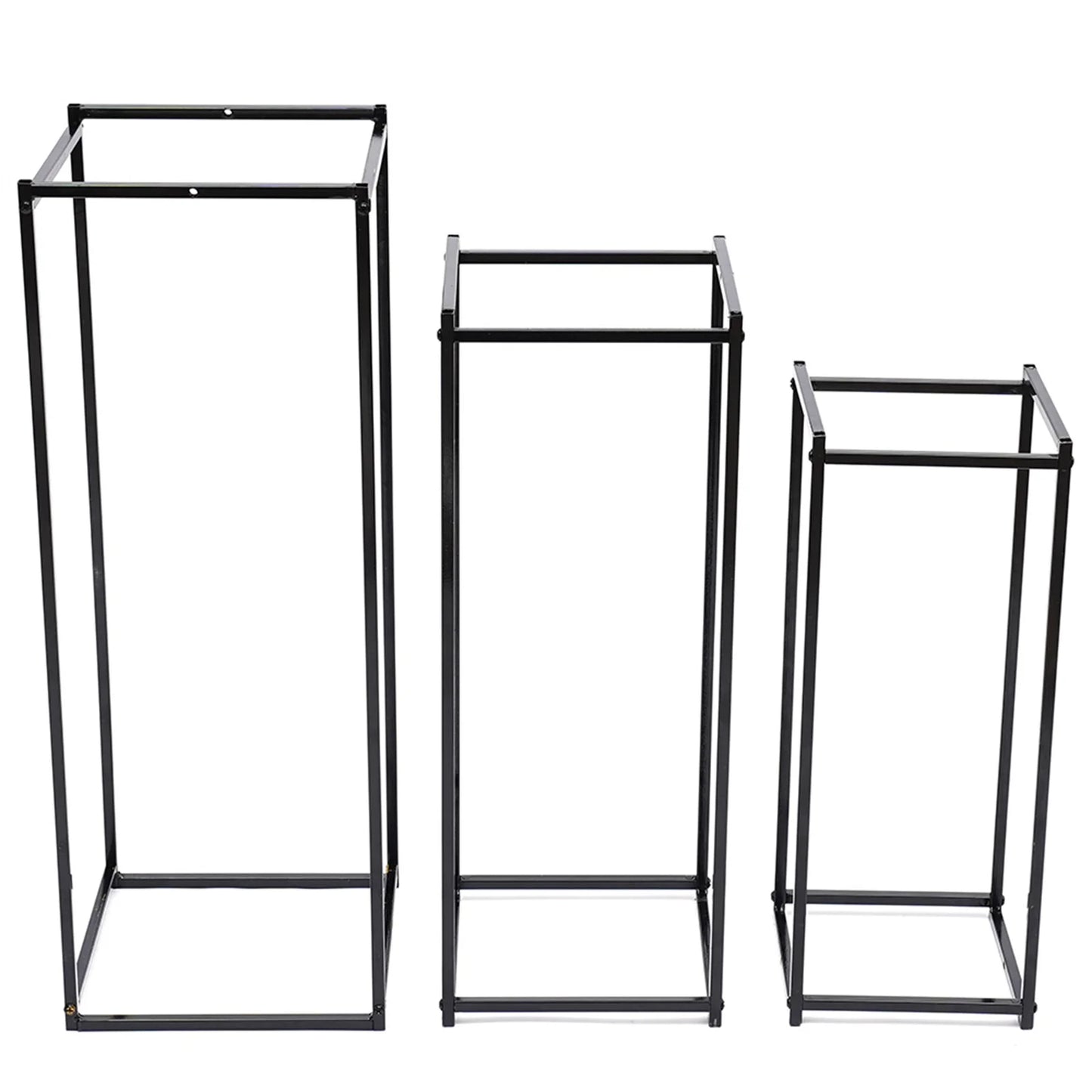 Set of 3 Metal Square Flower Stands Plant Holders for Home Wedding Decor