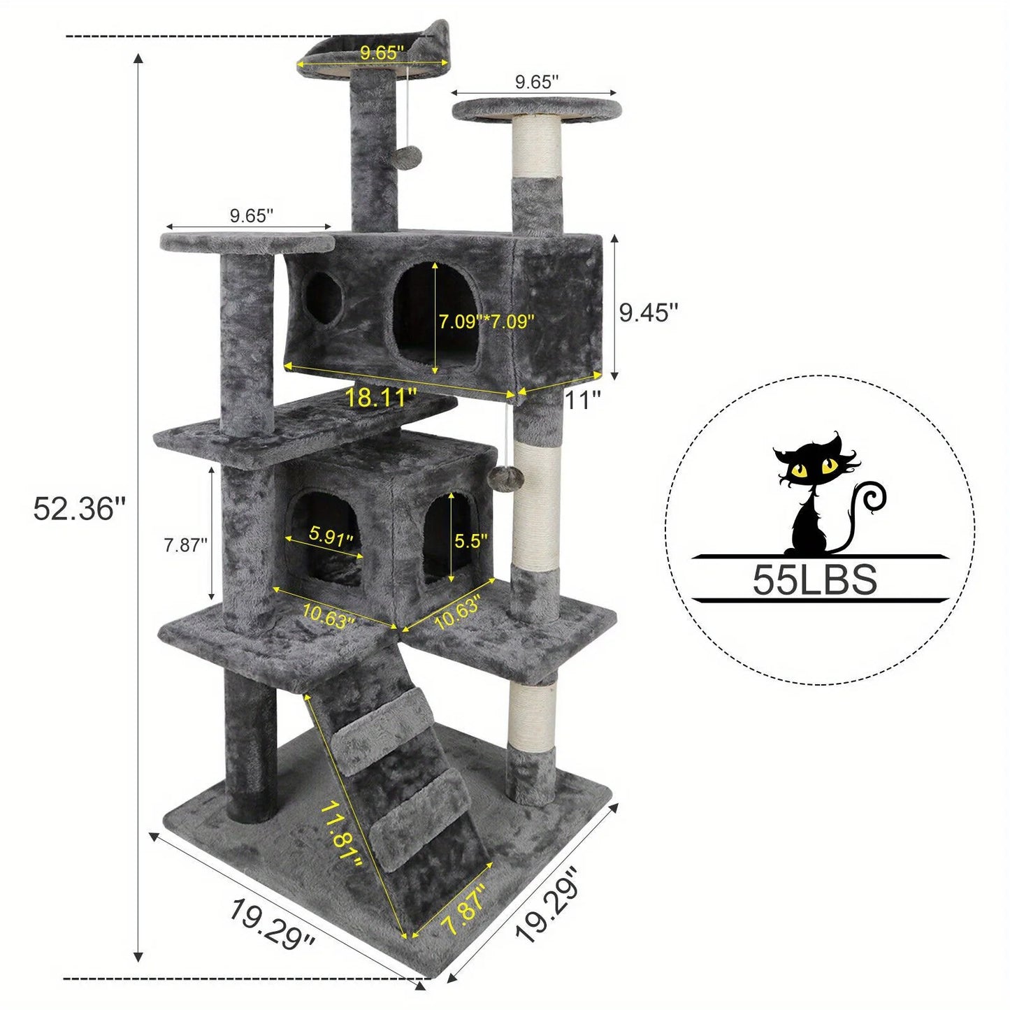 Cat Tree Tower Activity Center Playhouse for Small Medium Cats 53 Inch