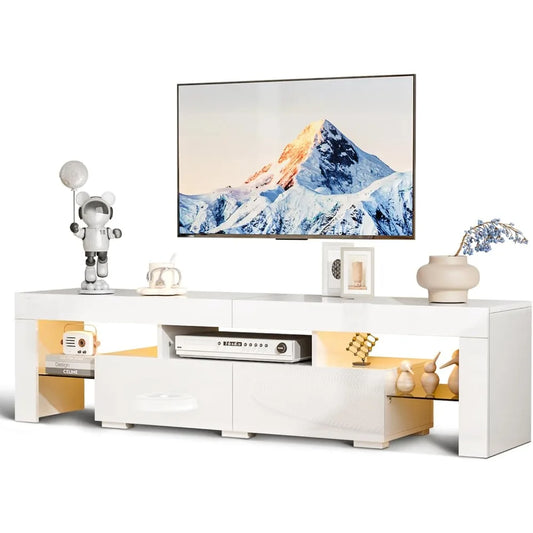 LED TV Stand 63 Inch Modern Entertainment Center with Storage and Lights