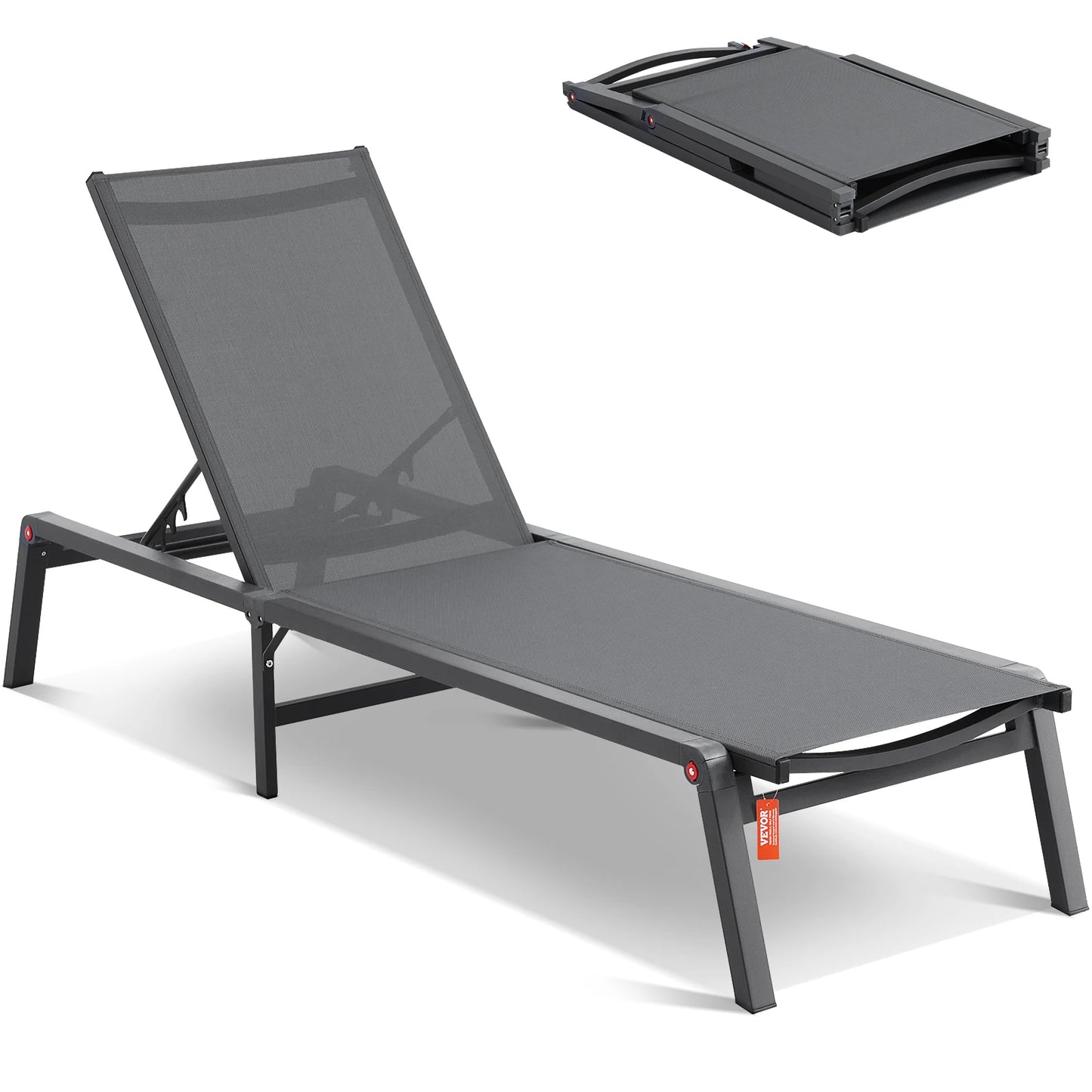 Ljustra Outdoor Aluminum Chaise Lounge Chair Folding Recliner Patio Pool