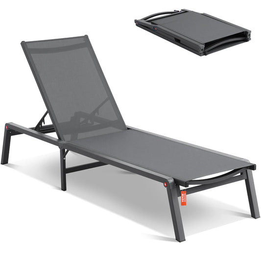 Ljustra Outdoor Aluminum Chaise Lounge Chair Folding Recliner Patio Pool