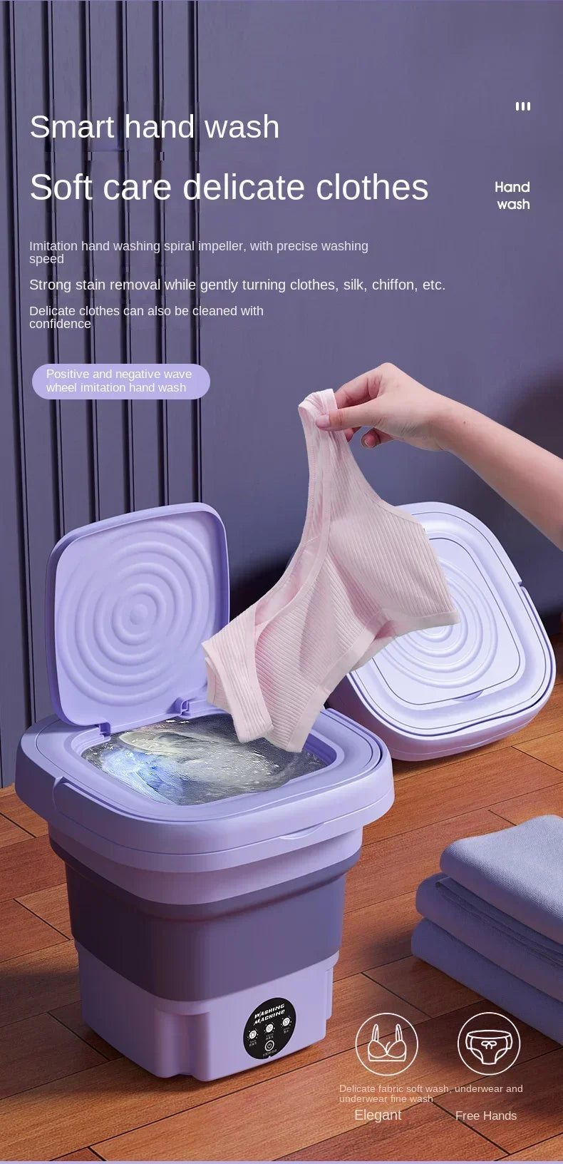 Portable Mini Washing Machine Bucket for Clothes Travel Washer