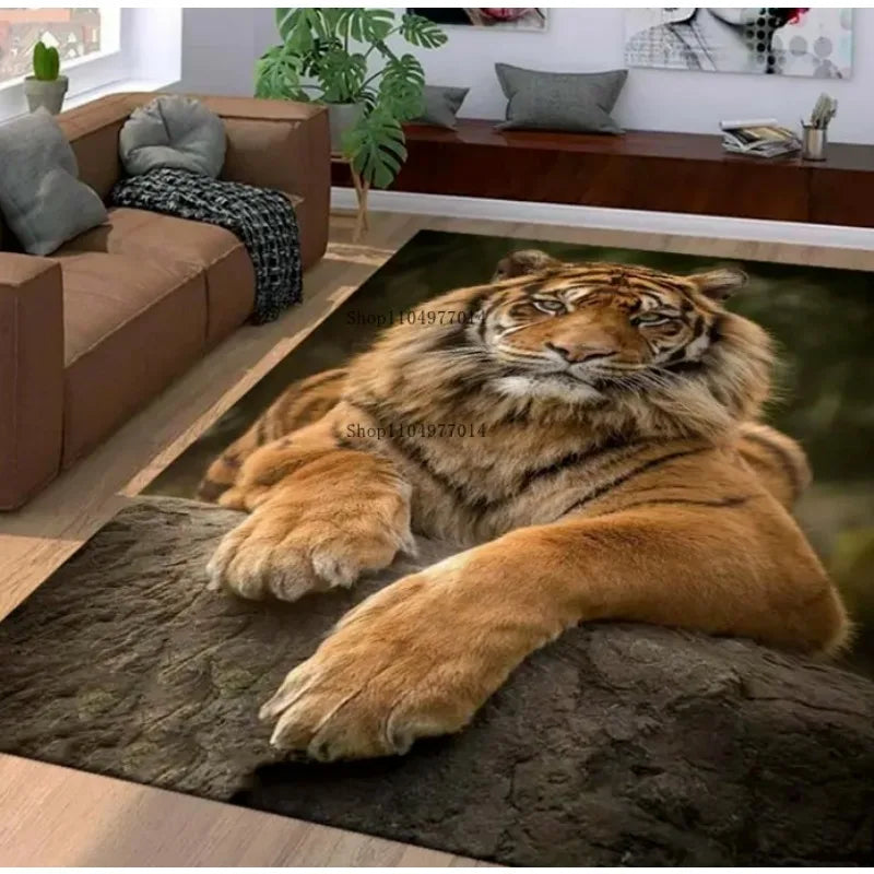 Tiger Pattern Soft Rug Machine Washable Non-Slip Decorative Carpet