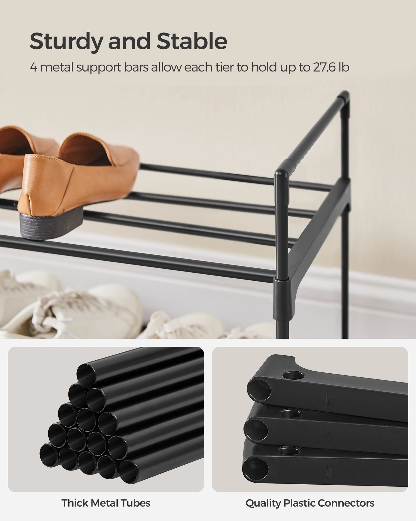 Ljustra 3 Tier Shoe Rack Organizer Metal Storage for 18 Pairs of Shoes