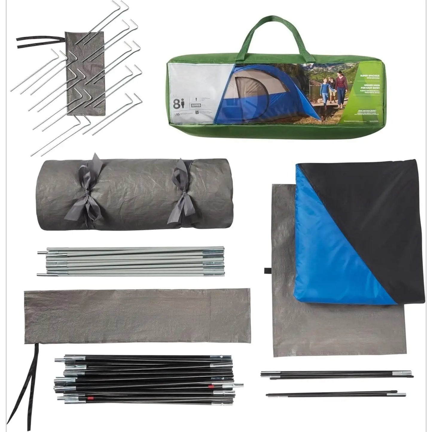 8-Person Family Camping Tent Weatherproof Easy Setup Airbeds