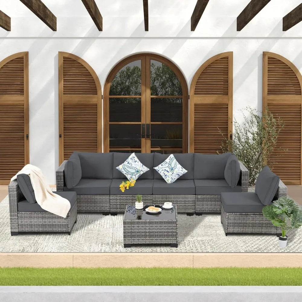 Modular Wicker Outdoor Sectional Sofa Set Patio Furniture Conversation Set