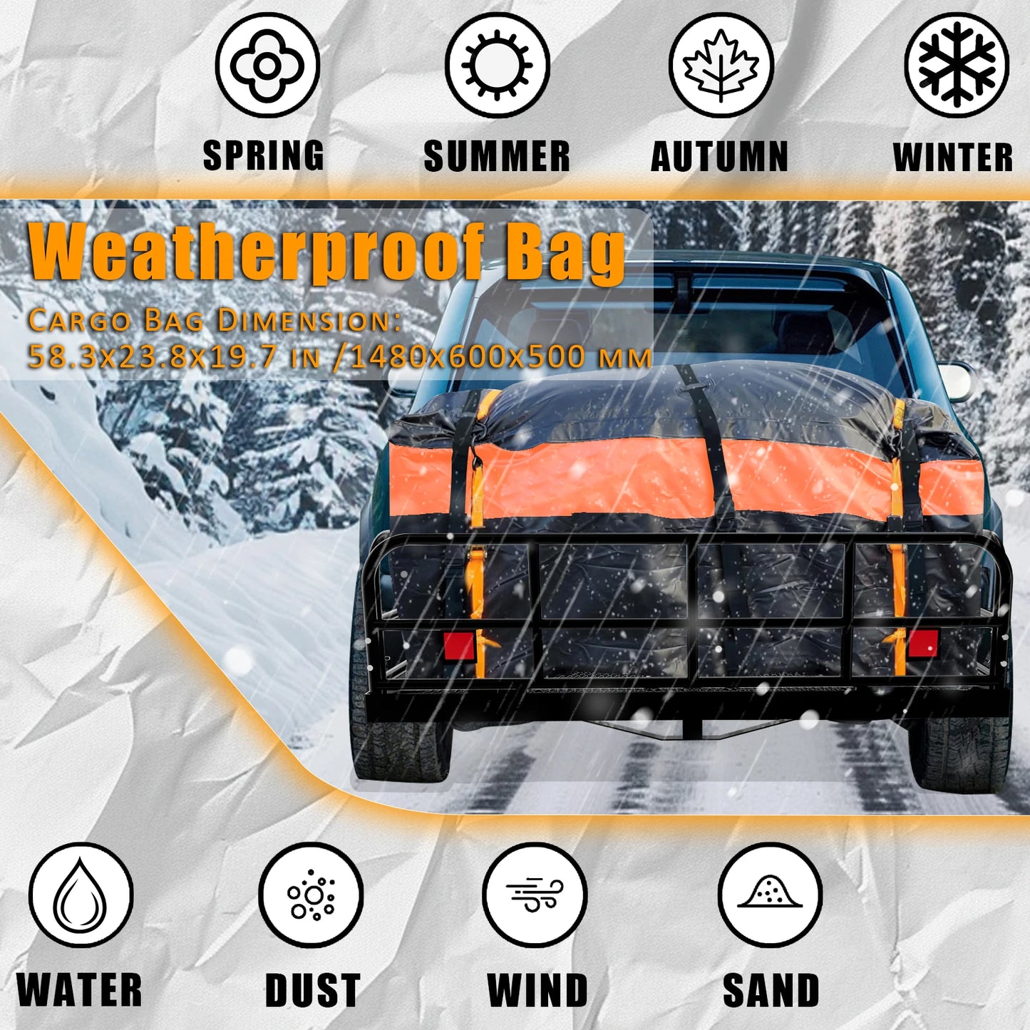 Heavy Duty Trailer Hitch Cargo Carrier Rack 500lbs Waterproof Bag