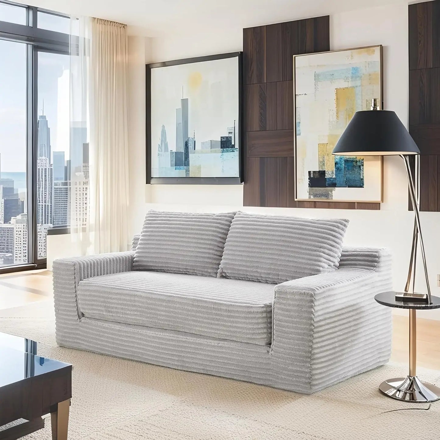 Ljustra Loveseat Sofa Bed Convertible 2-in-1 Compact Memory Foam Couch