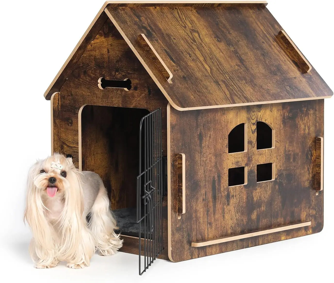 Cozy Wooden Indoor Dog House for Small Dogs and Cats with Air Vents