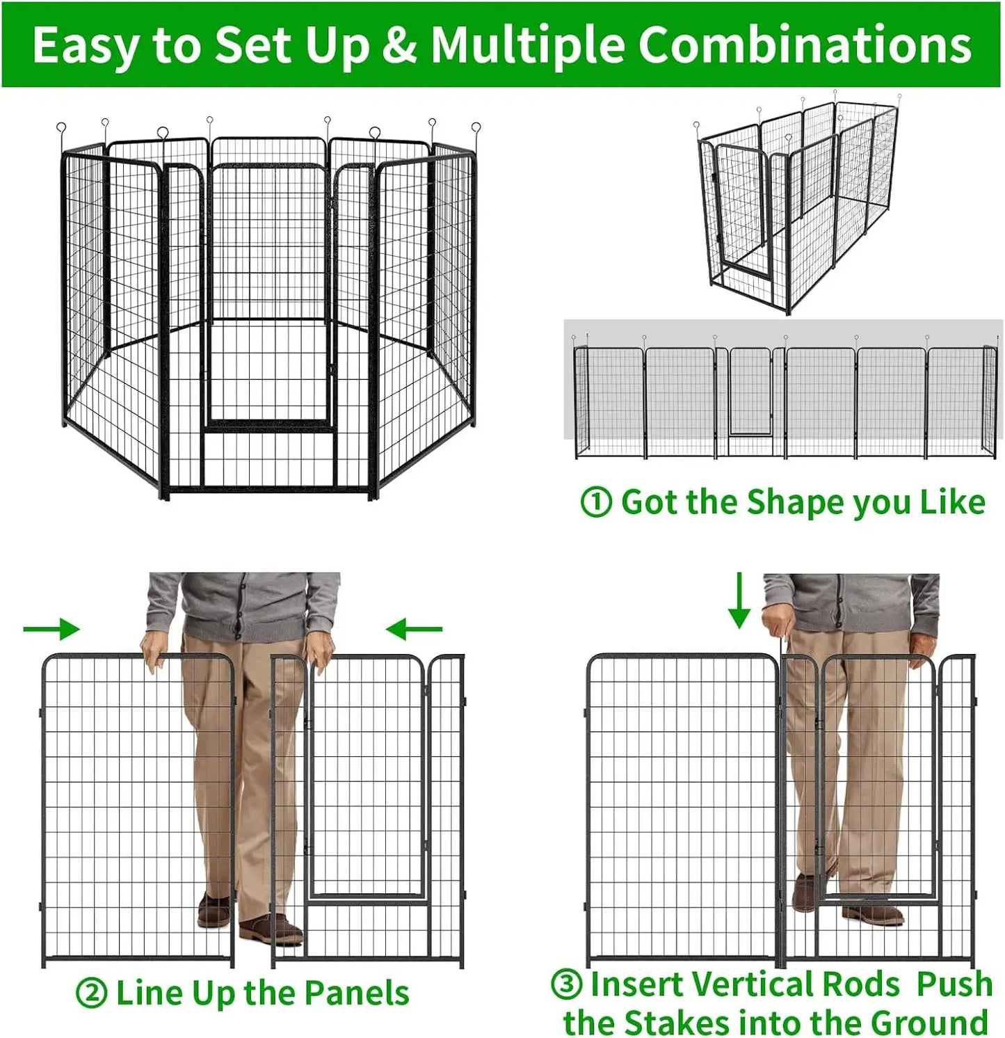 Dog Playpen Extra Wide 8 Panels Heavy Duty Portable Outdoor Fence 50"