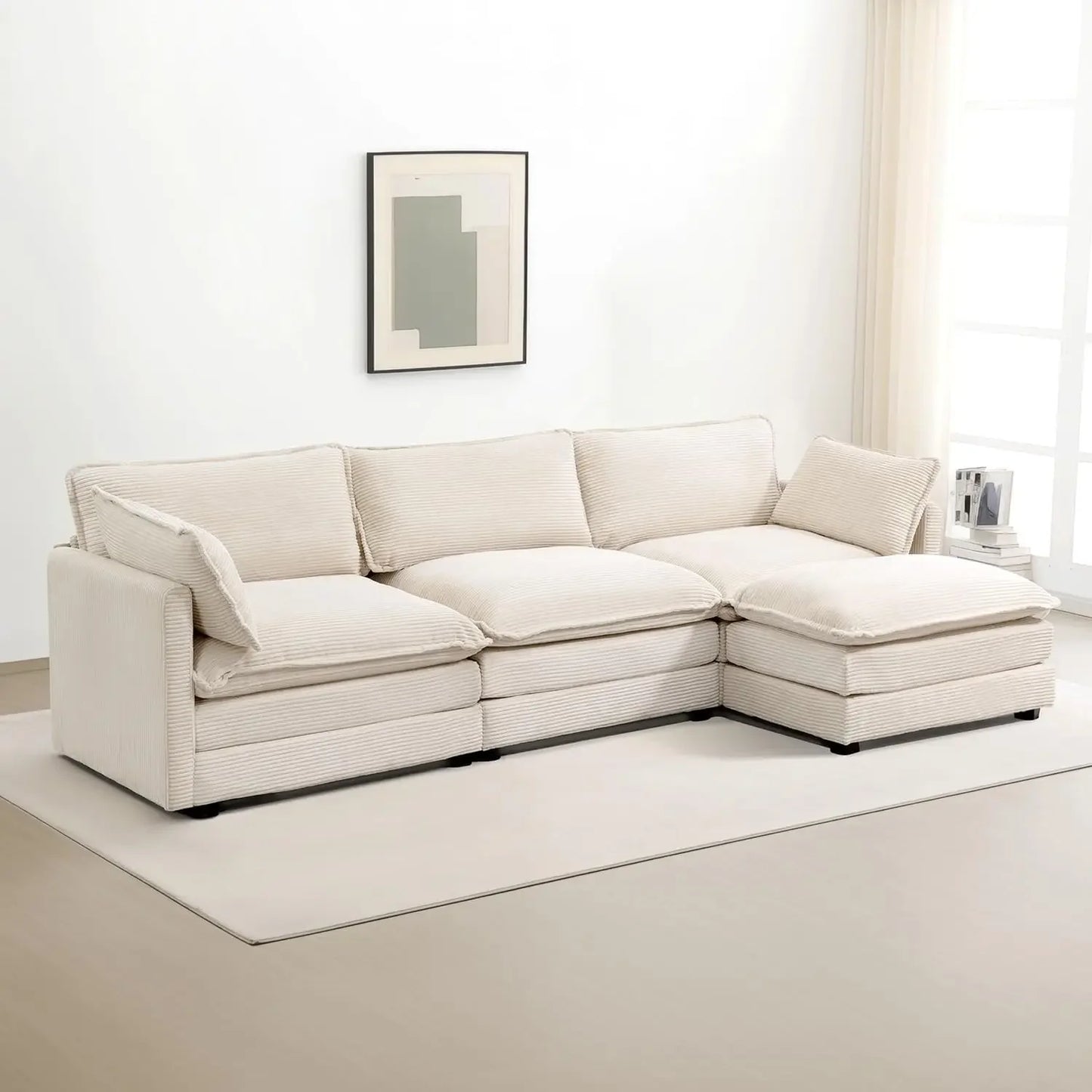 Ljustra Oversized Modular Sectional Sofa with Movable Ottoman 112 Inch