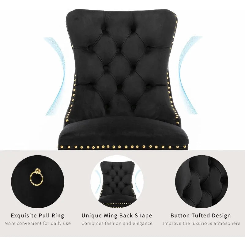Velvet Dining Chairs Set of 2 Tufted Upholstered Kitchen Dining Chairs