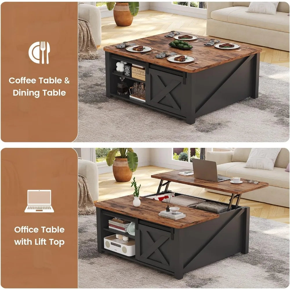 Lift Top Coffee Table with Storage Square Coffee Table for Living Room