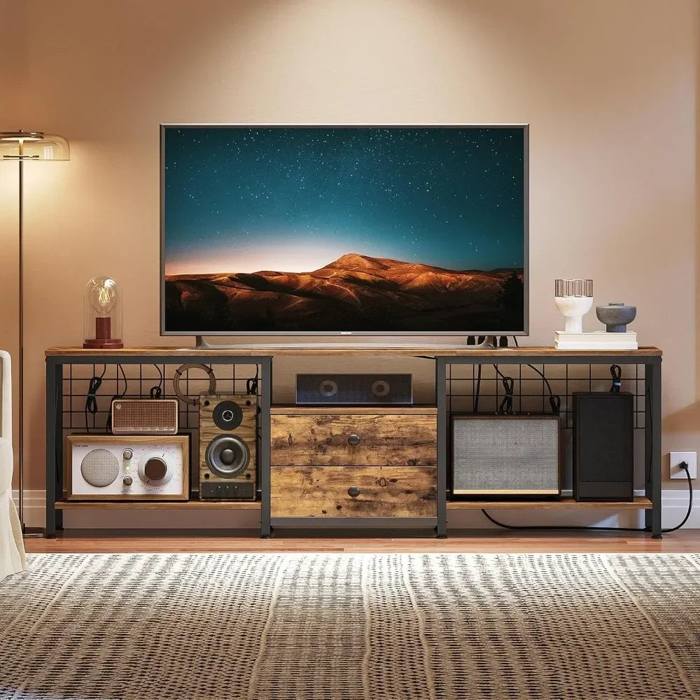 TV Stand with Power Outlet for 75 Inch TVs Entertainment Center