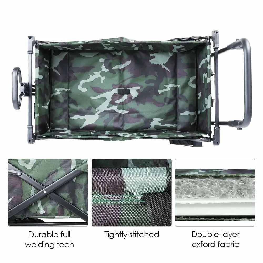 Foldable Handcart with Roof 115kg Off-Road Transport Trolley