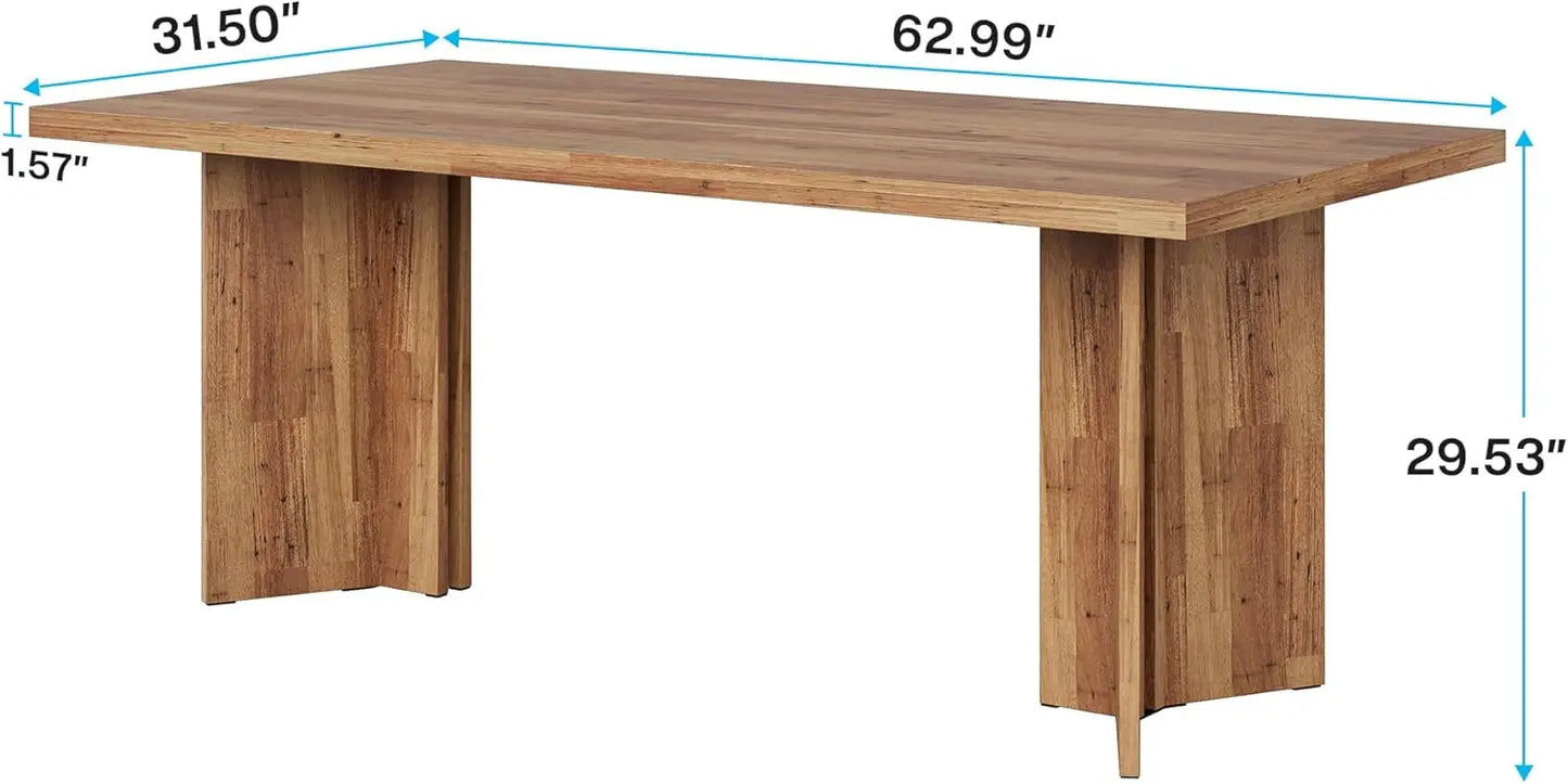 Rectangular Farmhouse Dining Table for 4-6 People Kitchen Dining Room