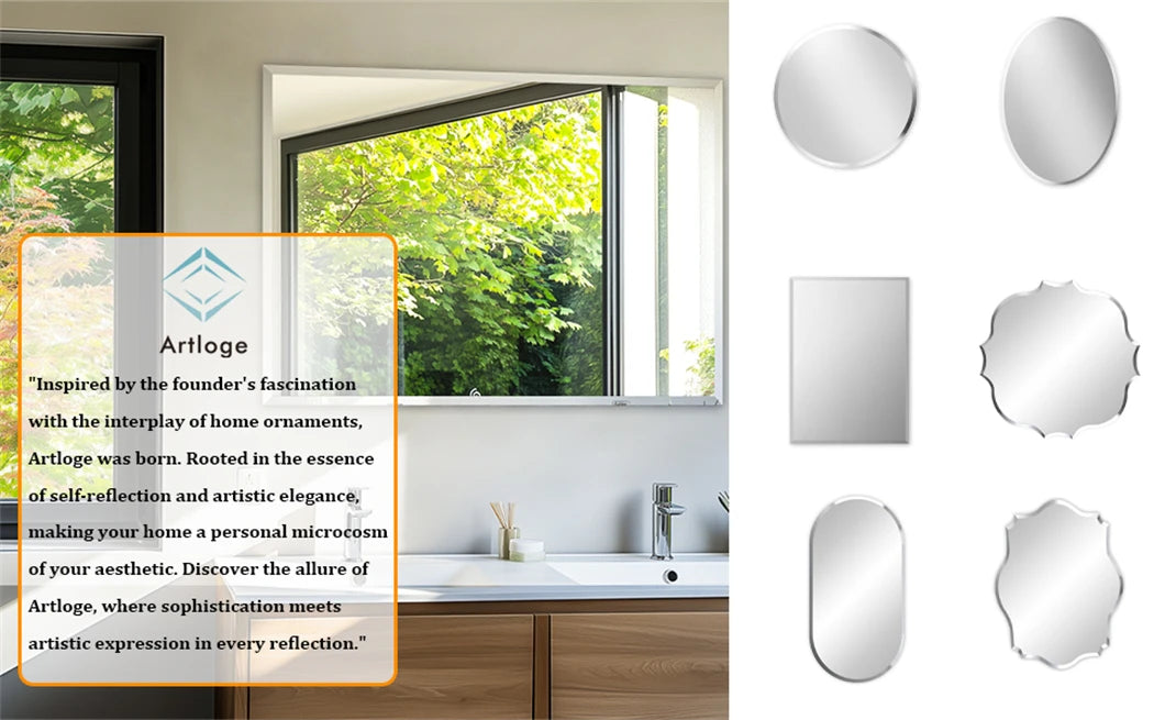 Rectangle Frameless Wall Mirror Beveled Edge Entry Bathroom Decor