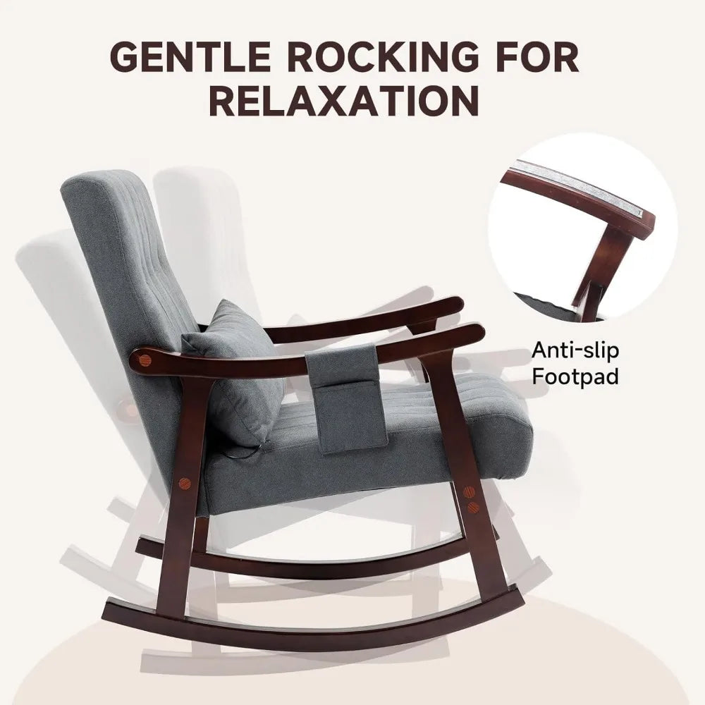 Rocking Chair Nursery Set of 2 Upholstered Glider with Massage Pillow