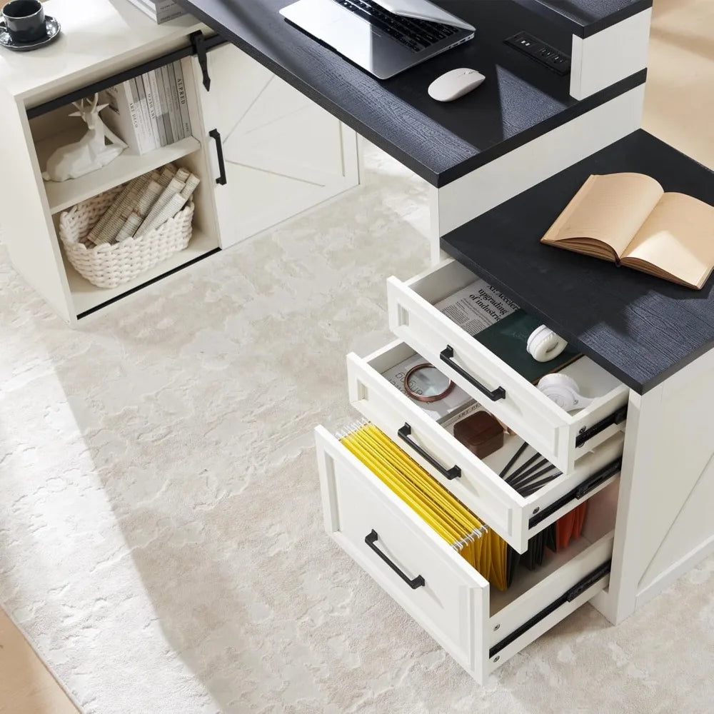 Home Office Desk Modern Farmhouse Computer Desk with Storage 67 Inch