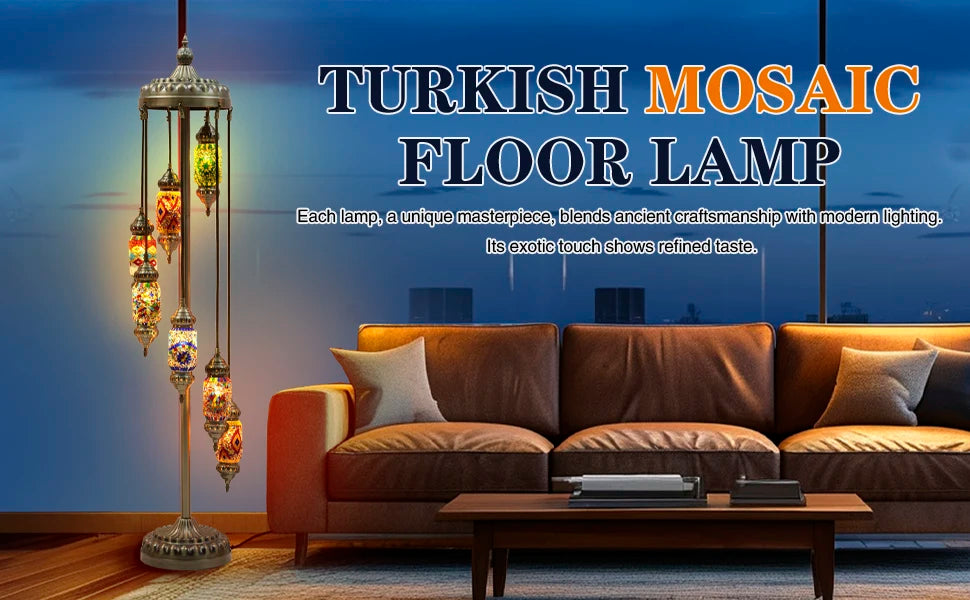 Handmade Turkish Mosaic Floor Lamp Stained Glass Bohemian Light