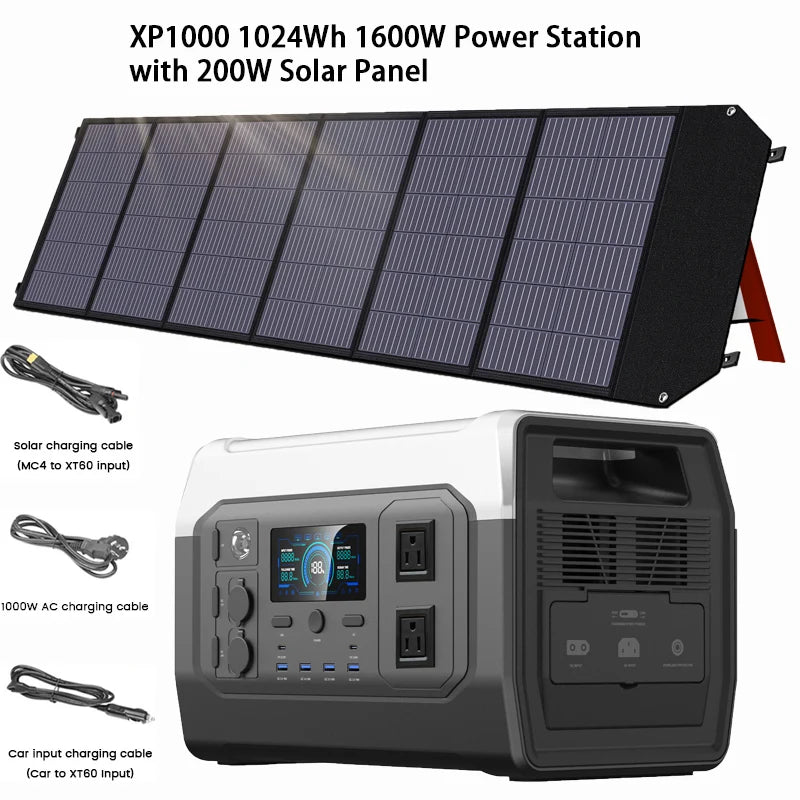 Portable Power Station 2400W 2048Wh Solar Panel RV Camping Generator