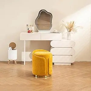 Swivel Vanity Stool Gold Base Modern Round Makeup Vanity Chair