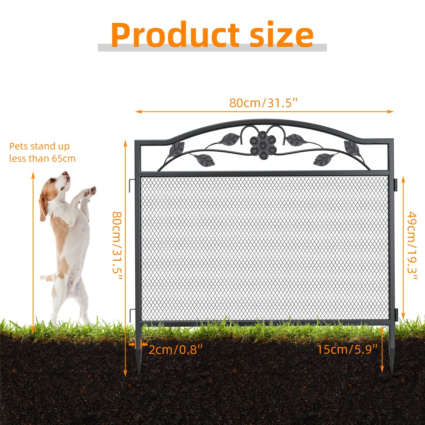 5 Panel Decorative Garden Fence Outdoor Dog Animal Barrier Metal