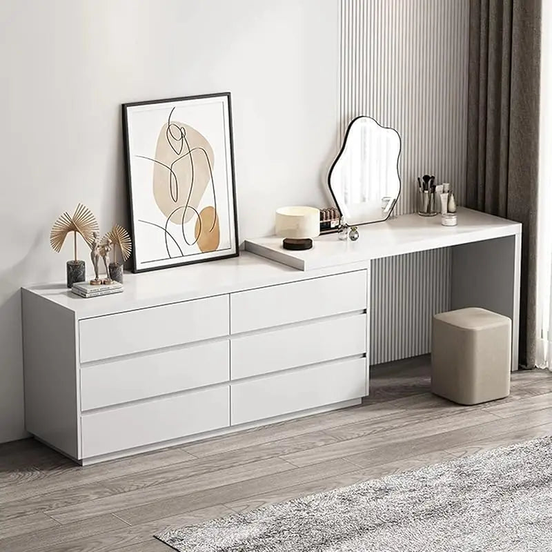Ljustra Chest of Drawers Dressing Table Set with Stool Mirror Solid Wood