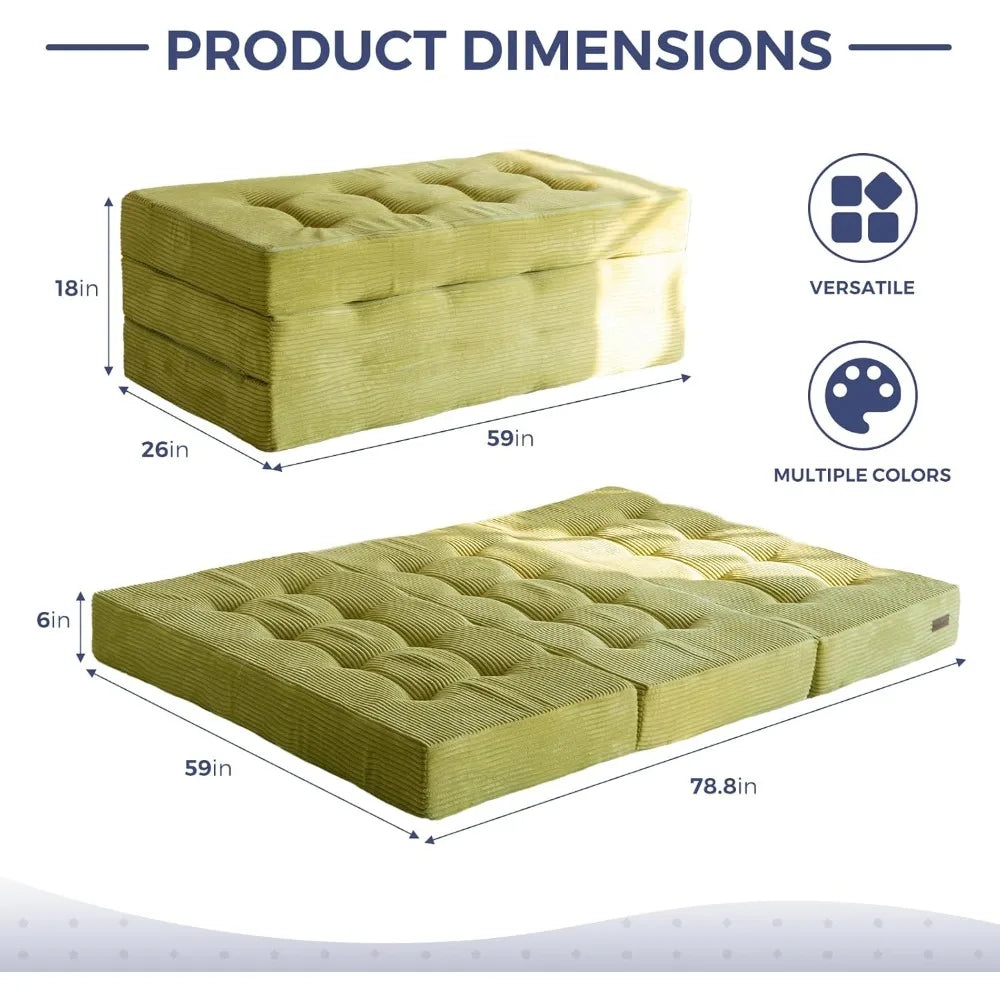 Ljustra Tri-Fold Mattress 6 Inch Folding Foam Bed Guest Floor Mattress