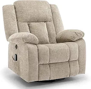 360° Swivel Rocker Recliner Chair with Massage and Heating Function