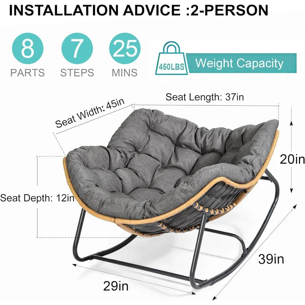 Outdoor Rocking Egg Chair Indoor Papasan Rattan Lounge Modern Design