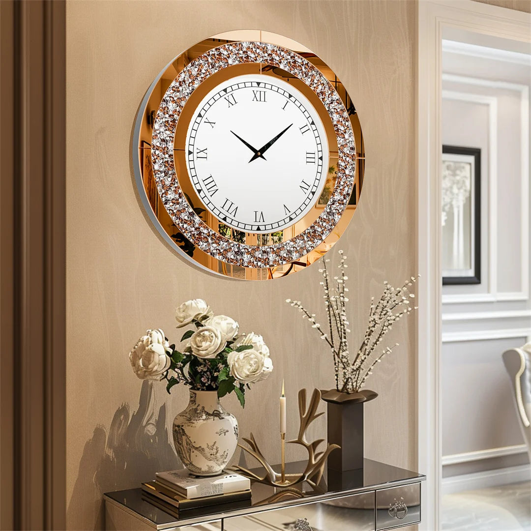 Ljustra 32inch Modern 3D Wall Clock Large Diamond Crystal Home Decor