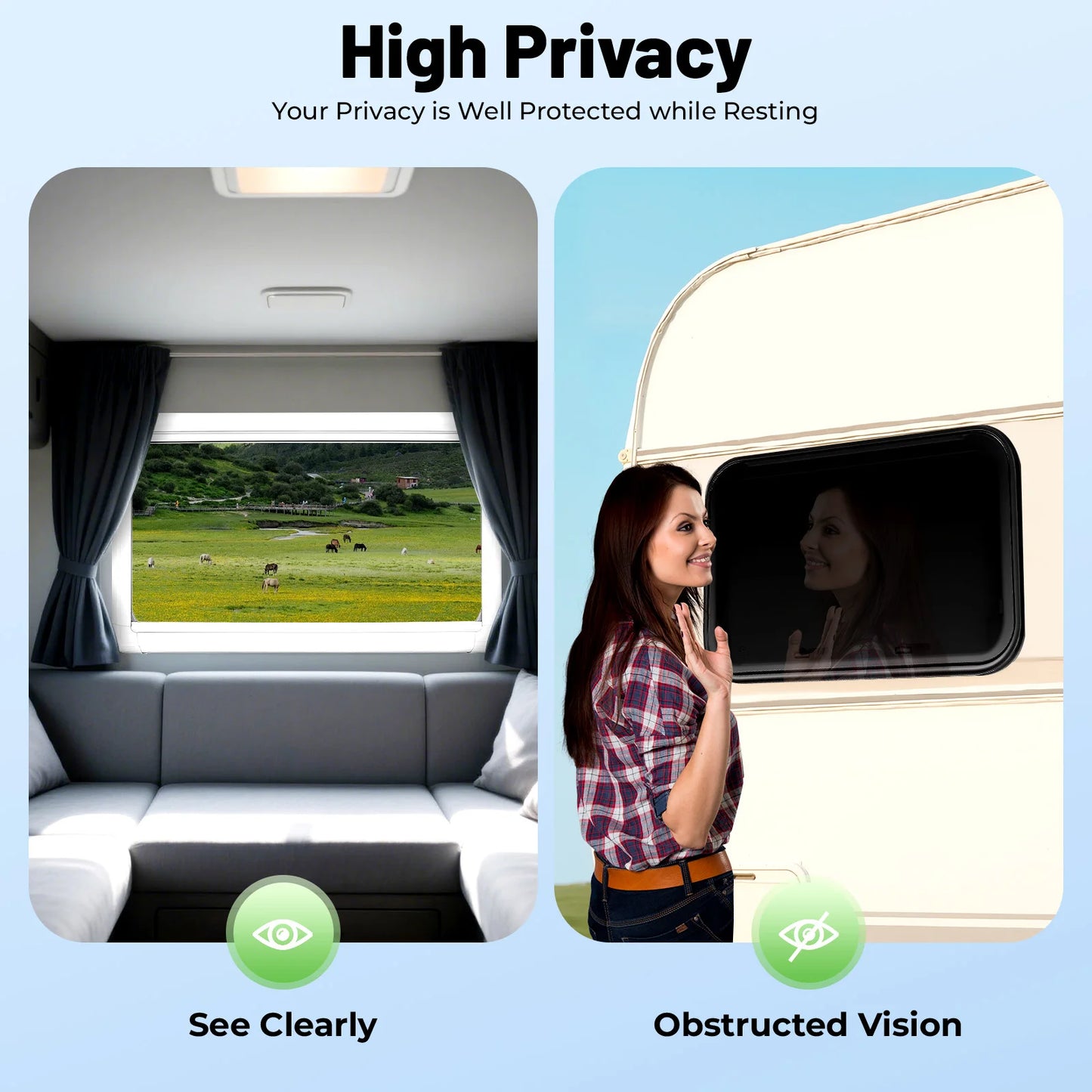 RV Exit Window 90x55cm Tempered Glass Camper Emergency Window Trim Kit