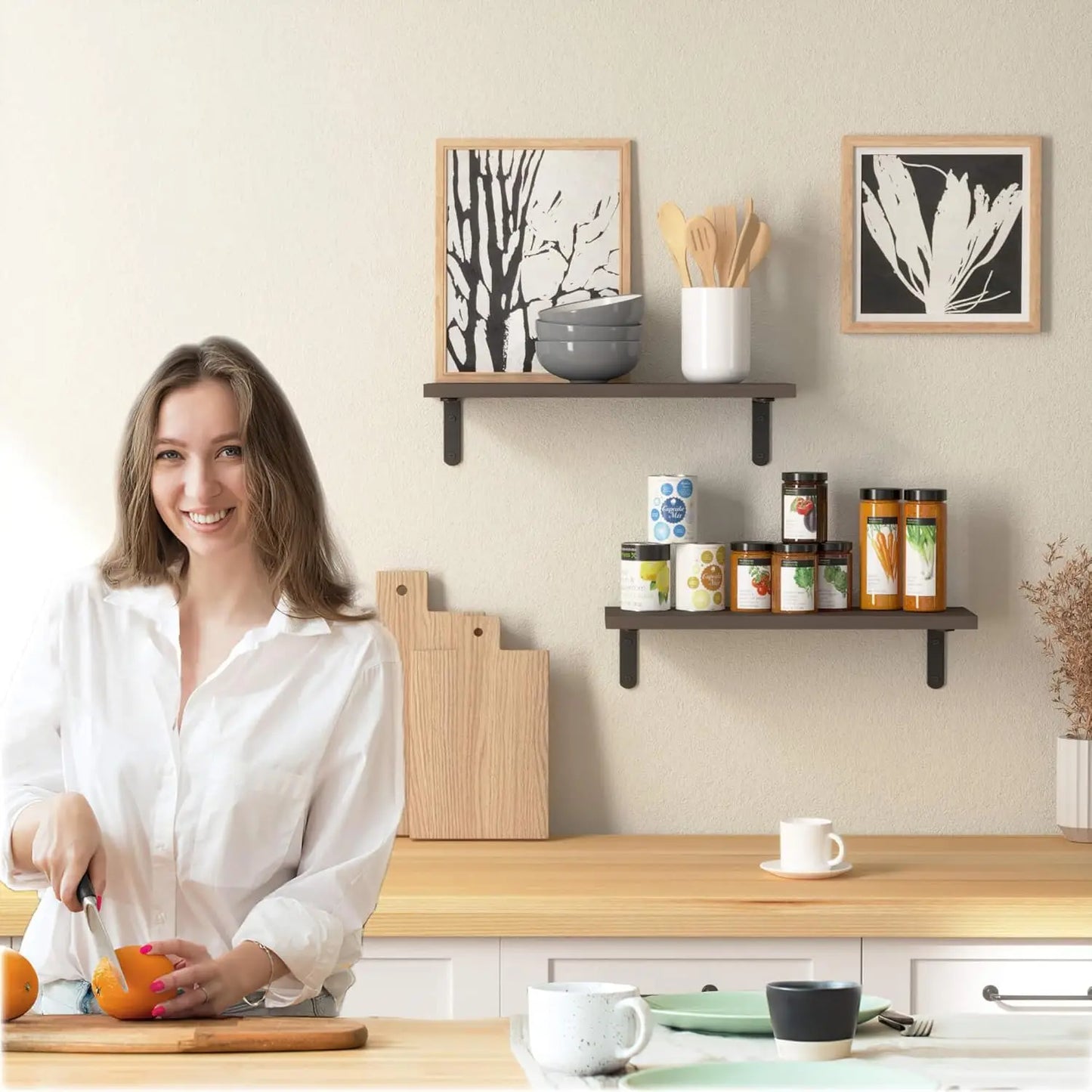 Rustic Wood Floating Shelves Set of 2 Farmhouse Wall Decor