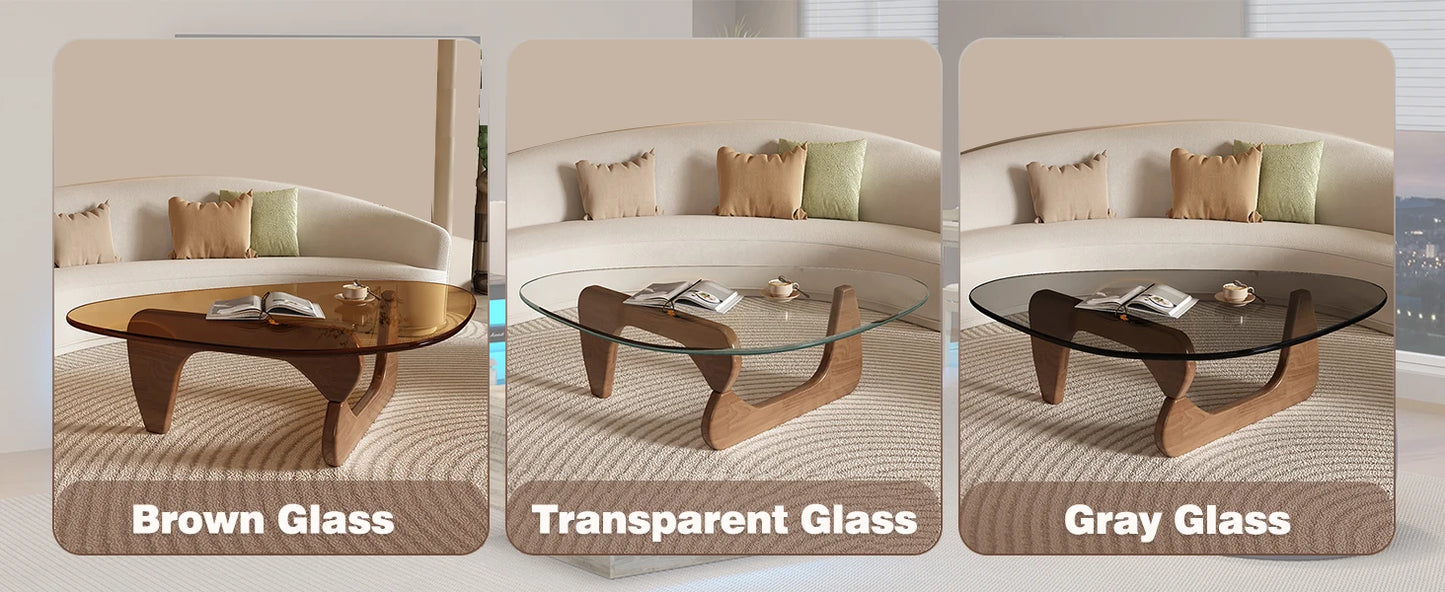 Triangle Glass Coffee Table Modern Abstract End Table for Living Room