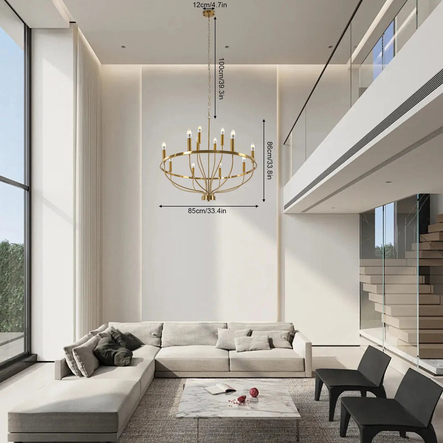 60W E12 Rustic Candle Round Chandelier Vintage Lighting for Dining Room