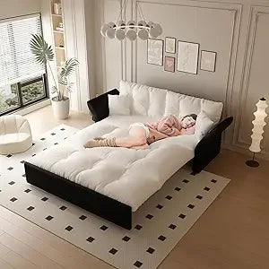 Ljustra 74.8" Queen Pull Out Sofa Bed Luxury Velvet Convertible Couch