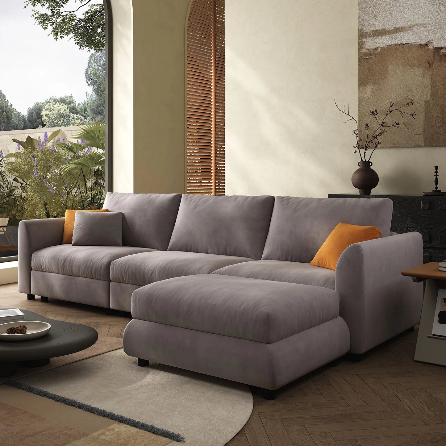 Ljustra Comfy Cloud Couch 108.2" Modern Sectional Sofa with Ottoman