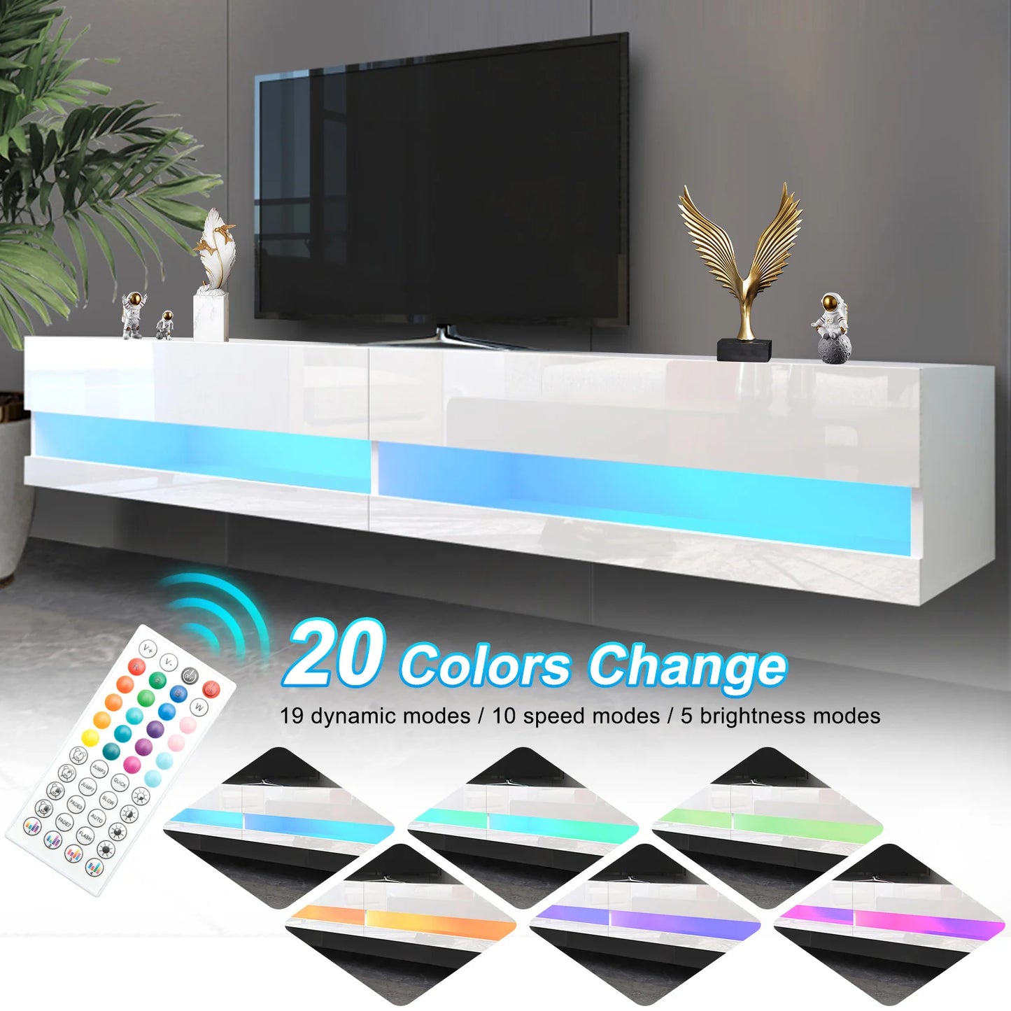 71 Inch Floating TV Stand Modern Wall Mounted LED Media Console