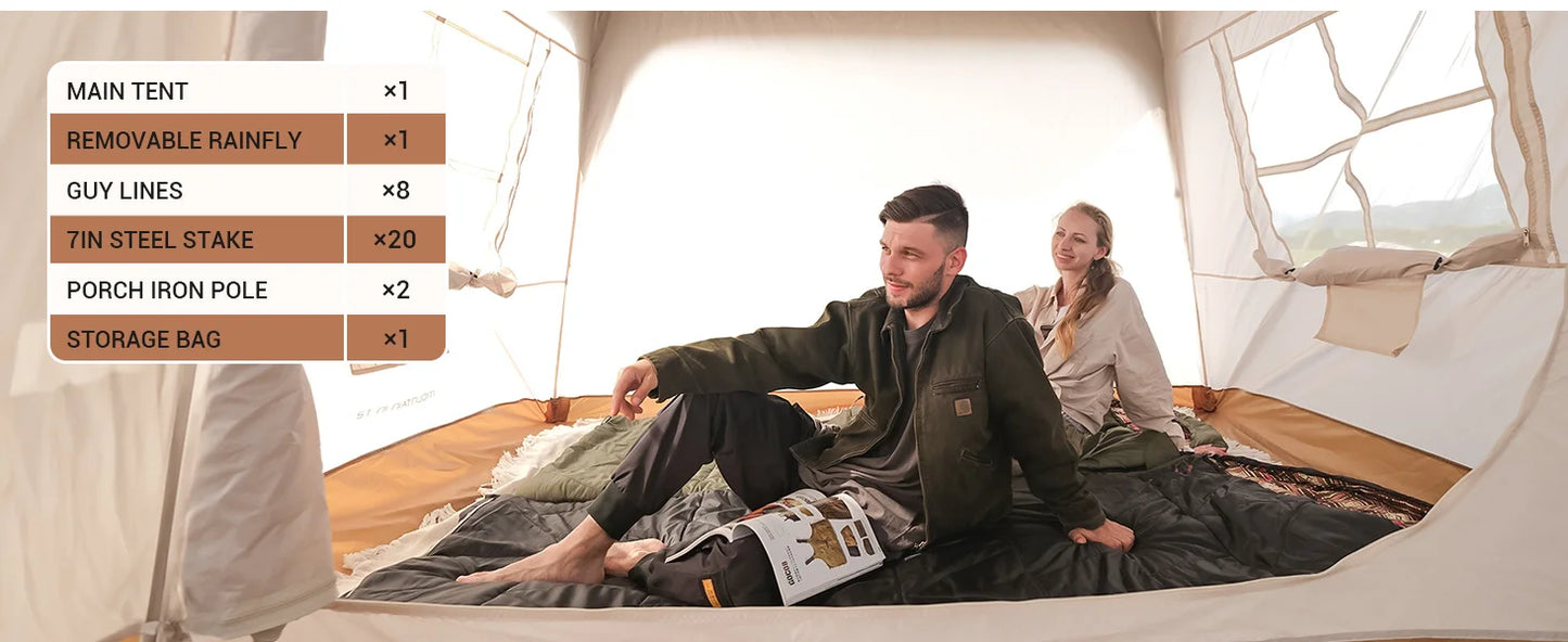 KingCamp Quick-open Tunnel Tent with Awning for Camping Hiking Outdoors