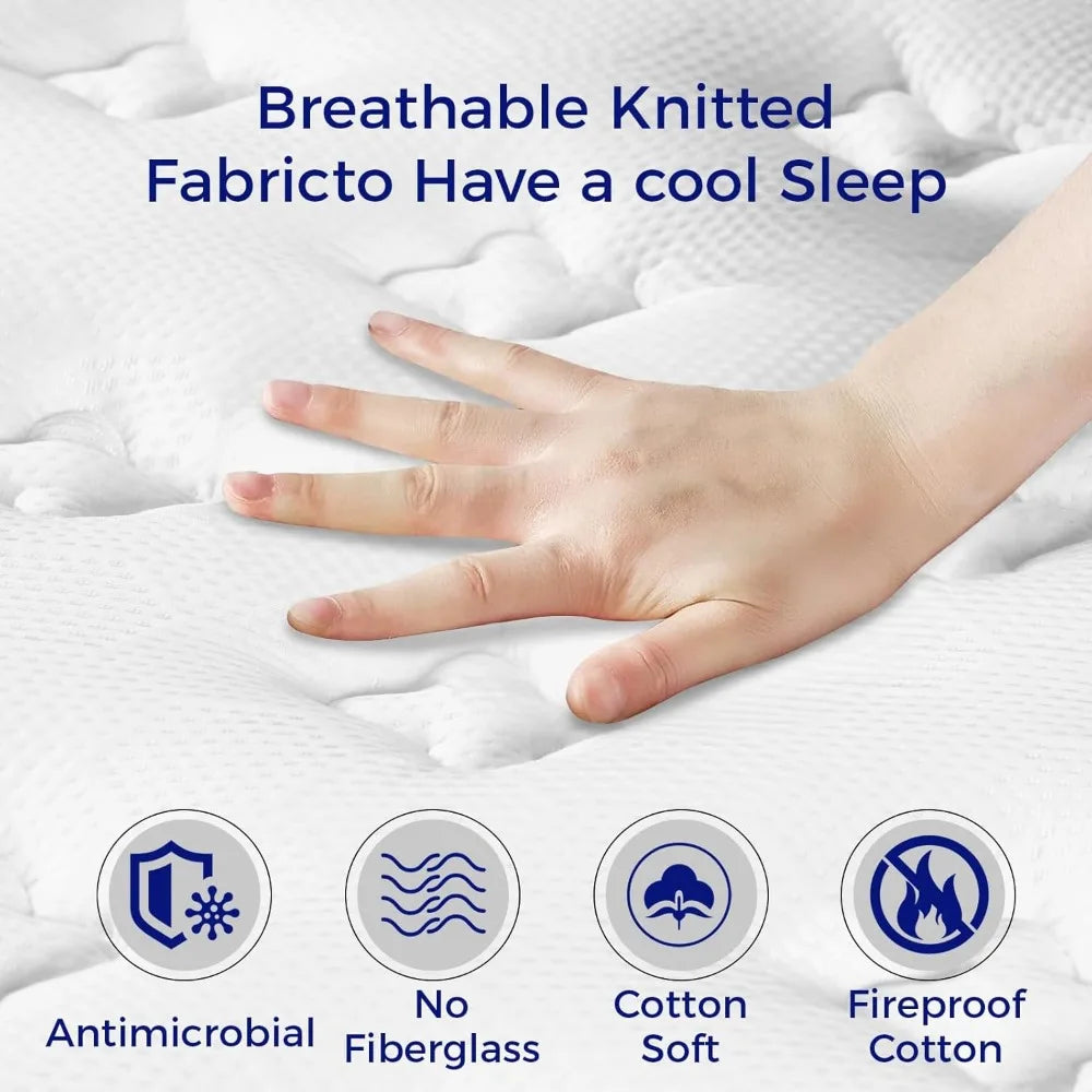 Royal Blue Full Size Medium Firm Hybrid Mattress Bed in a Box