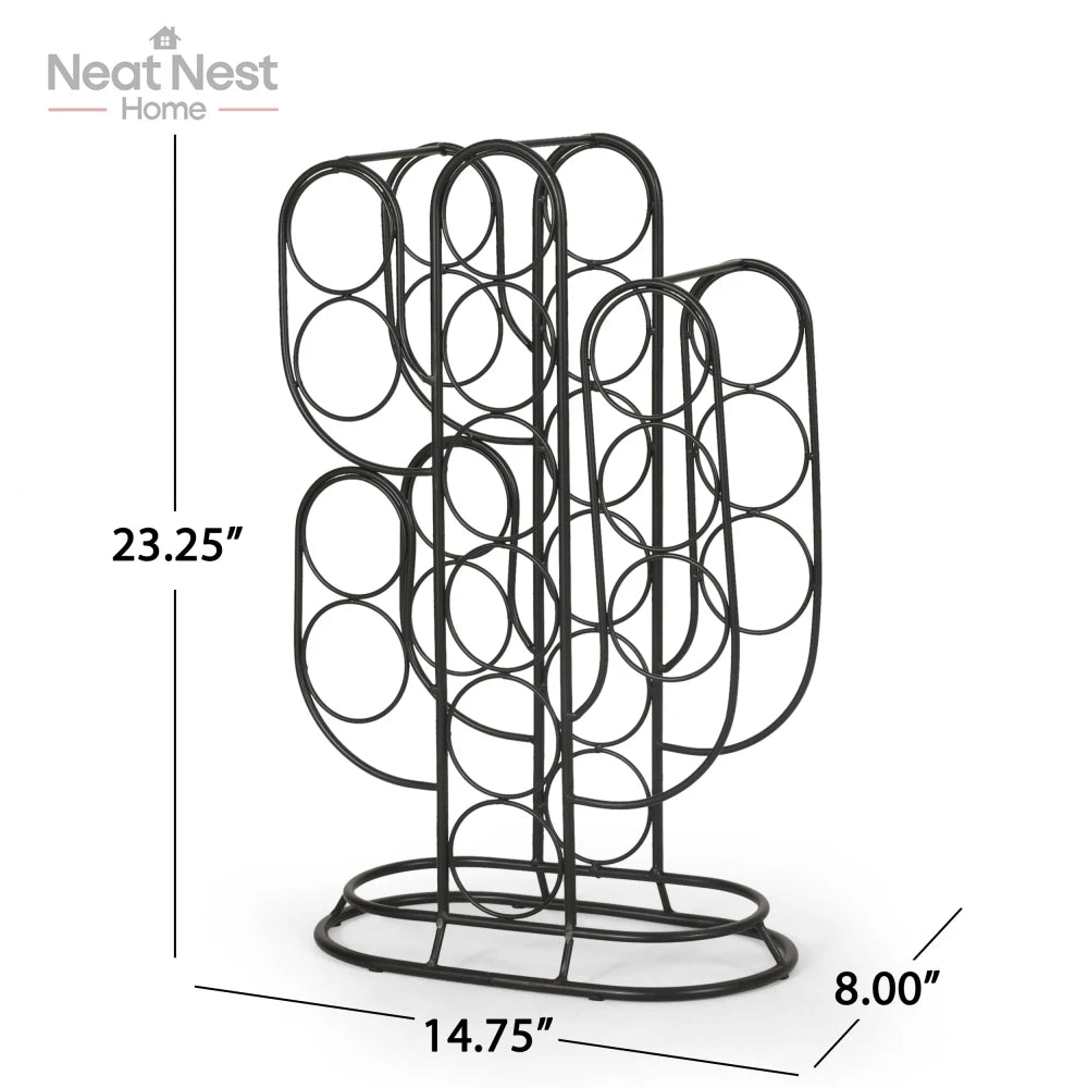 Metal Wall Mount Wine Rack Modern 6-Bottle Holder for Kitchen Bar