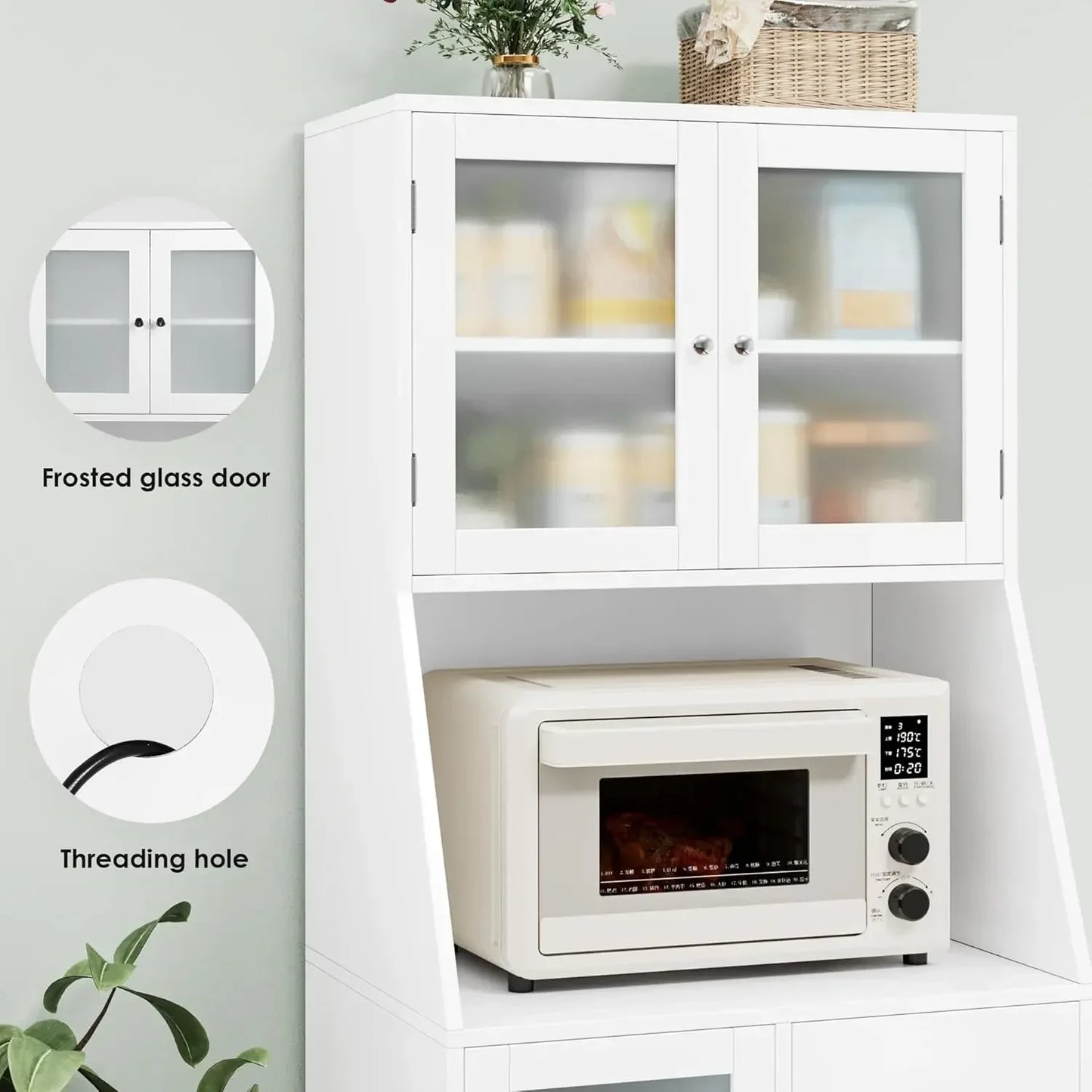 64 Inch Tall Kitchen Storage Cabinet Pantry Hutch Adjustable Shelves