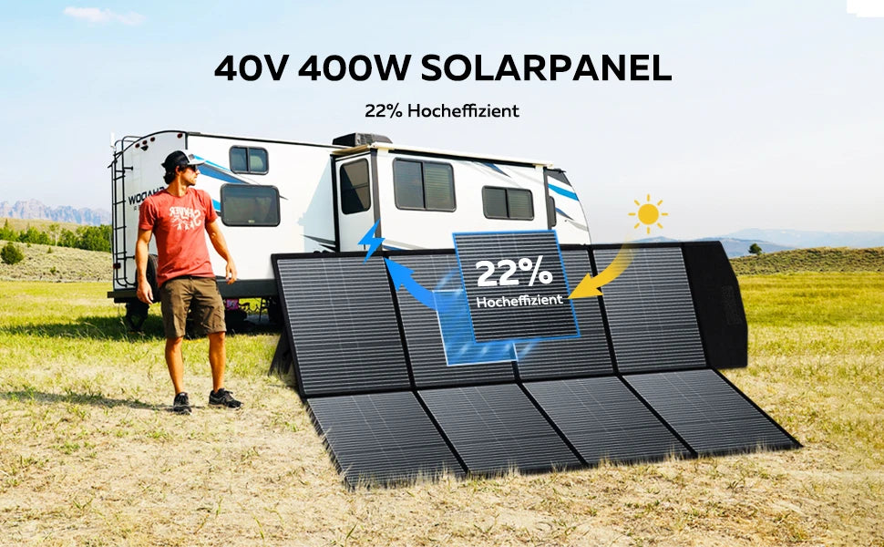 Portable Power Station 2400W 2048Wh Solar Panel RV Camping Generator
