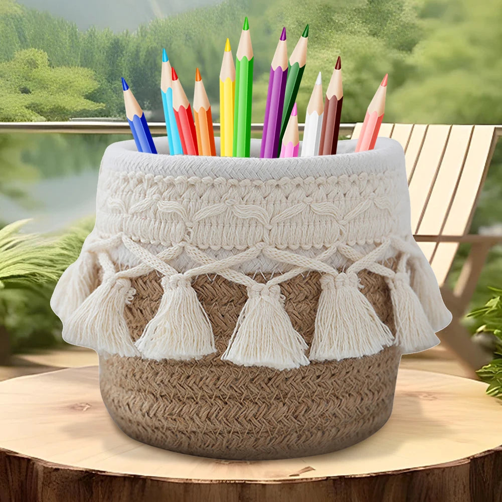 Mini Storage Basket Boho Decor Makeup Brush Holder Organizer