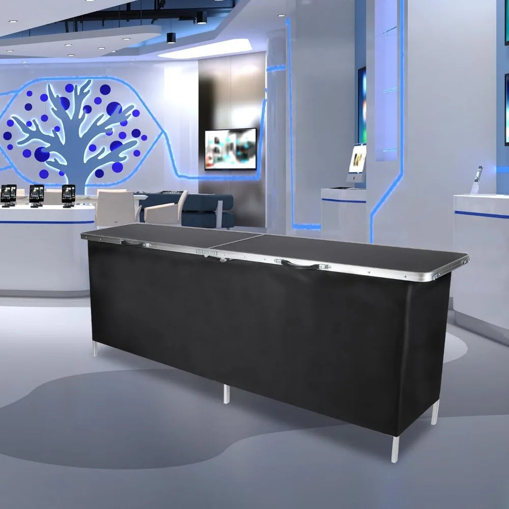 82 Inch Portable Bar Table with Carry Bag and Dual Layer Storage