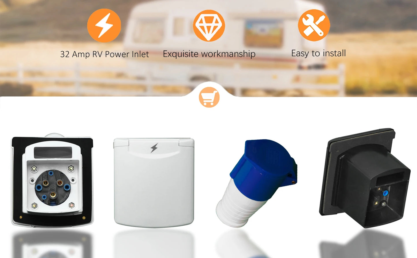 32 Amp RV Inlet Plug Outlet Box Kit Camper Shore Power Connector