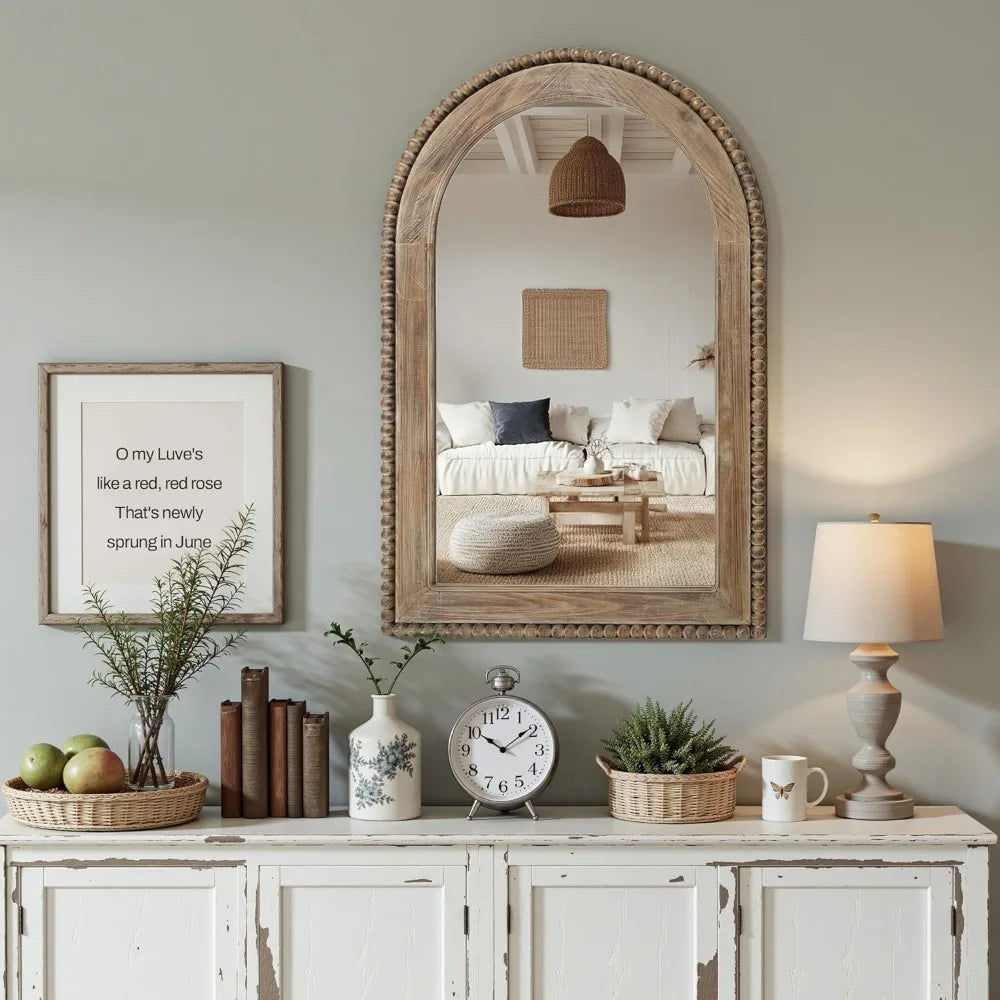 Ljustra Arch Wall Mirror 26x40 Wood Framed Farmhouse Decorative Mirror